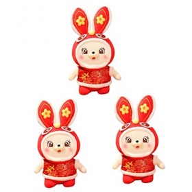 Totority 3Pcs Année du Lapin Mascotte Lapin du Zodiaque Mascotte Lapin en Peluche Jouet Lapin en Peluche Lapin Chinois Zodiaq