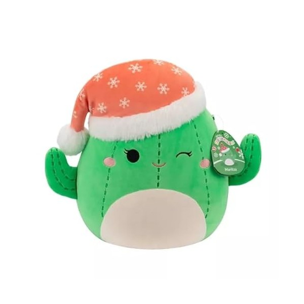 Squishmallows Maritza Cactus avec bonnet de Père Noël en peluche Taille moyenne 30,5 cm