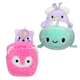 Squishville- Sharde in Truck & Elina Deux Mini-écumoires de 5,1 cm, Lavande, Renard et Paon Violet, Camion et véhicules de Ba