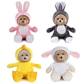 My OLi Lot de 4 ours en peluche pour Pâques - 17,8 cm