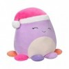 Squishmallows Poulpe violet de Noël avec bonnet de Père Noël 30,5 cm