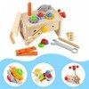 Coriver Jouet en Bois Outils Enfant, 24 Pièces Boîte à Outils en Bois, Jouet Montessori en Bois, Jouets en Bois Outils et éta