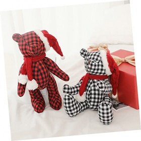 Totority 3 Pièces Ours à Carreaux Animal en Peluche De Noël Petits Animaux en Peluche en Vrac Jouet De Dessin Animé Jouet Our