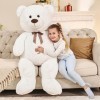 MorisMos Ours en Peluche Geant XXL 130cm, Kawaii Nounours Geante Blanc, Grand Teddy Bear Douce, Idée Cadeau Noël pour Bebe En