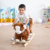 ATAA Cheval à Bascule Dino en Forme de Dinosaure pour Enfant en Peluche Douce et Non-Toxique pour Les bébés, avec poignées,