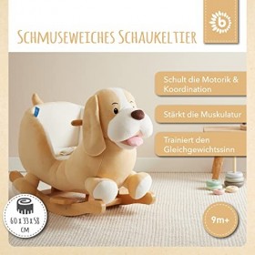 Bieco Peluche Animal à Bascule Chien Sam | Cheval a Bascule Bebe 1 an | Cheval à Bascule Animal a Bascule Bebe Animaux a Basc