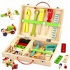 TONZE Jouet Enfant 3 4 5 Ans, Boite a Outil Enfant Jouets en Bois DIY 3D Jeux de Construction Bricolage, Caisse a Outil Enfan