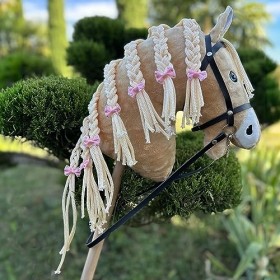Hobby Horse pour activité de Hobby Horsing pour Enfants et Adolescents de 7 à 20 Ans- Cheval bâton avec Filet et rênes - tête