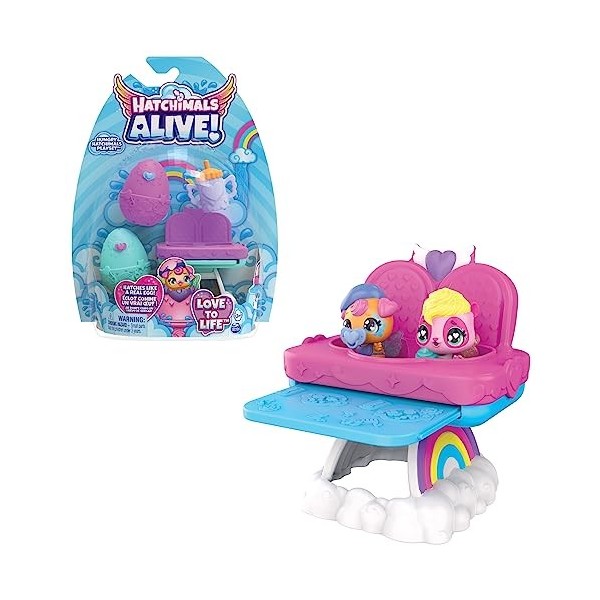 Hatchimals Alive - Pack de 2 Chaise Haute - 2 Oeufs, 2 Figurines À Collectionner, 1 Chaise Haute Et 3 Accessoires - A Faire E