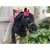 Hobby Horse Frison Noir pour activité de Hobby Horsing pour Enfants et Adolescents de 7 à 20 Ans- Cheval bâton avec Filet et 