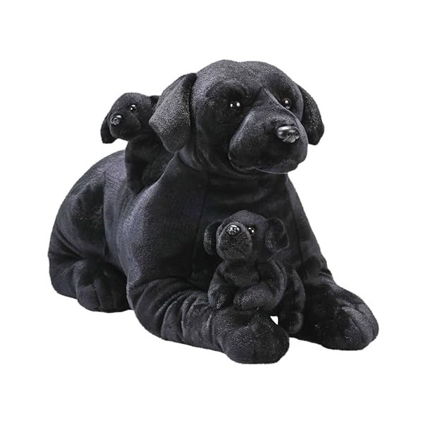 Wild Republic Cuddlekins Jumbo Maman et Chiots Labrador Noir, Animal en Peluche, 76 cm, Jouet en Peluche, Remplissage en Bout