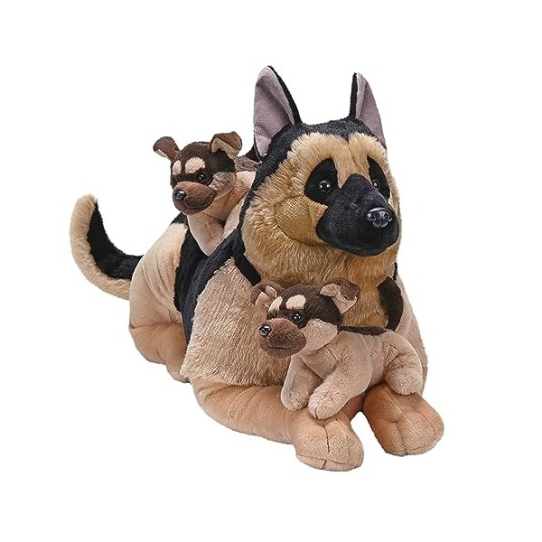 Wild Republic Cuddlekins Jumbo Maman et Chiots Berger Allemand, Animal en Peluche, 76 cm, Jouet en Peluche, Remplissage en Bo