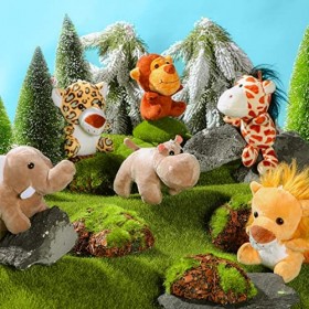 Lot de 12 jouets en peluche danimaux de la jungle - Animaux de la forêt en peluche de 12 cm - Joli petit animal - Éléphant, 