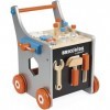 Janod - BricoKids Chariot de Bricolage Enfant en Bois - Magnétique - Imitation et Eveil - 25 Outils et Accessoires Inclus - 