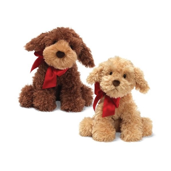 Gund peluche "Designer pubs kuscheliger chien 30 cm avec noeud rouge – Assortiment