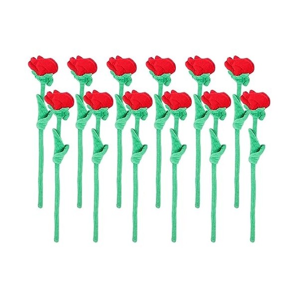 TOYANDONA 48 Pièces Rose en Peluche Fleur De Tiges Pliables Jouets De La Saint Valentin Peluche Fleur De Rose Cadeaux Bébé Sa
