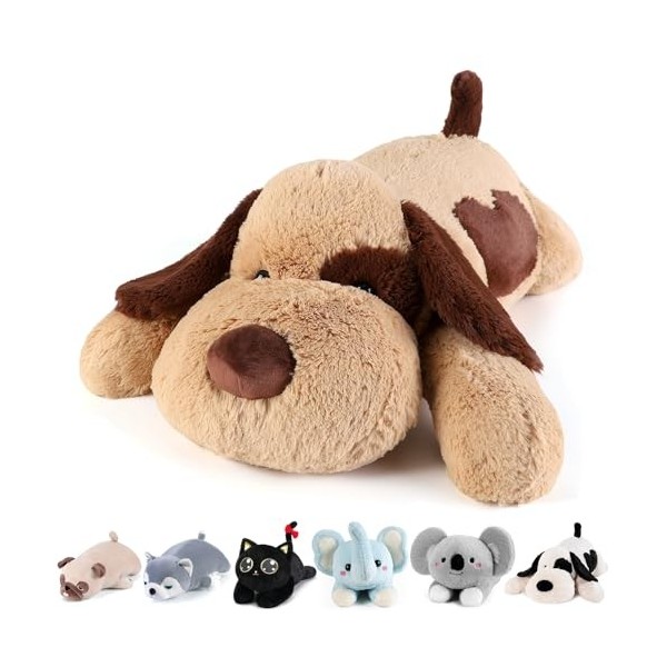 meowtastic Animaux en peluche lestés pour chien marron – 55,9 cm – Animaux en peluche lestés pour chien – Grand oreiller en p