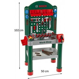 Theo Klein 8320 etabli Bosch Workshop 79 Pièces Plan de Travail Avec Fonction DApprentissage Dimensions&nbsp;: 50 X cm X 37 cm X 