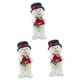 Totority 3 Pièces Bonhomme De Neige Électrique Jouets Musicaux Chapeau De Père Noël Musique Enfant Peluche Blanche