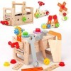 Owelth Caisse a Outil Enfant en Bois, 29 Pièces Jouet Boite a Outils Enfant, DIY Jeux de Construction Enfant Outils et établi