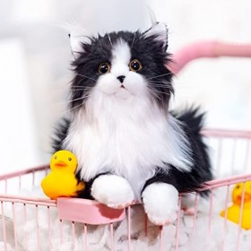 Chongker Animaux en Peluche Fait à la Main Peluche Chat et Chien réaliste Jouet Compagnon Kawaii Cadeau pour Les Femmes Anniv