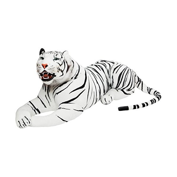 Brubaker Tigre Rugissant - Peluche avec Dents Marron 130 cm - Peluche Couchée Réaliste Jouet en Peluche - Roi de la Jungle