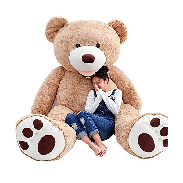 YunNasi 200cm Brun Clair Géant Nounours Peluche Ours DoudousJouet Cadeau danniversaire