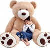 YunNasi 200cm Brun Clair Géant Nounours Peluche Ours DoudousJouet Cadeau danniversaire