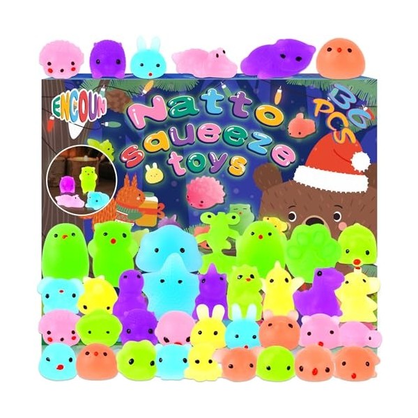 ENCOUN 36Pcs Mochi Squishy, Lumineux Squishy Kawaii, Animaux Jouets Squishies, Mini Squishy Jouet Anti Stress, Mignon Mini Sq