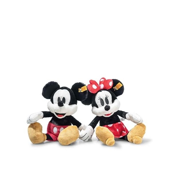 Steiff 708023 Coffret cadeau Mickey et Minnie Mouse, 2 pièces, animaux en peluche mignons, garçons, filles et bébés à partir 