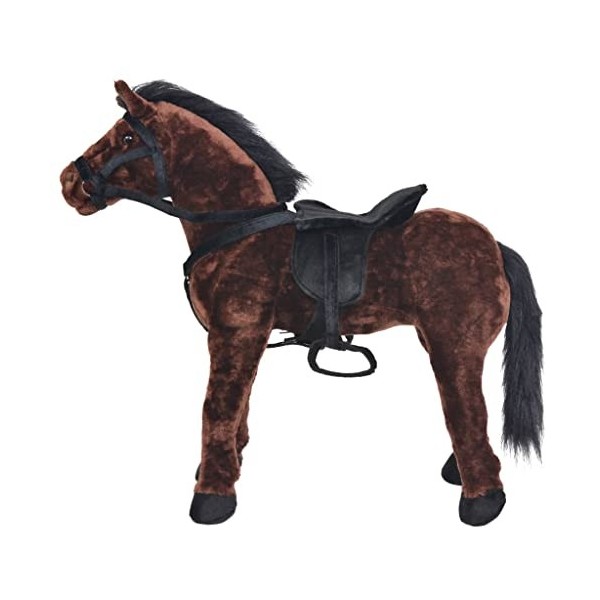 vidaXL Jouet en Peluche Cheval Marron et Noir XXL