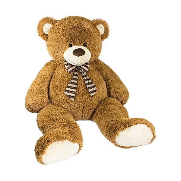 BRUBAKER Peluche géante XXL - Ours/Nounours - 150 cm - Brun - Cœur en Peluche Happy Birthday Inclus