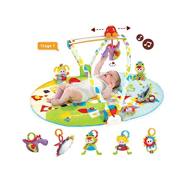 YOOKIDOO - Tapis Eveil Bébé Géant - 20 Activités de Développement - Musique, Arche, Hochet, Peluche et Miroir Inclus - Cadeau