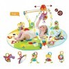 YOOKIDOO - Tapis Eveil Bébé Géant - 20 Activités de Développement - Musique, Arche, Hochet, Peluche et Miroir Inclus - Cadeau