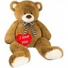 BRUBAKER Peluche géante XXL - Ours/Nounours - 150 cm - Brun - Cœur en Peluche I Love You Inclus