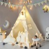 TreeBud Tente pour Enfants avec Tapis rembourré, bannière, guirlandes Lumineuses, Boule de Fil, Sac de Transport, Tente de Je