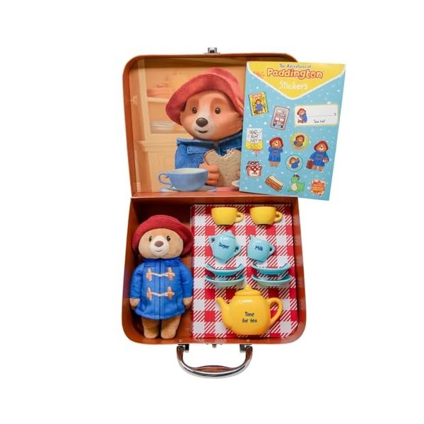 Rainbow Designs Paddingtons Toy Service à thé 9 pièces pour enfants avec théière, tasses, soucoupes et sucrier – Comprend un