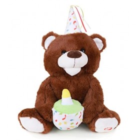 Toyland® Ours en peluche 33 cm « Happy Birthday » chantant et animé, peluche pour enfant
