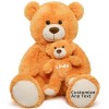 MorisMos Idee Cadeau Personnalisé de Noël, 100cm Ours en Peluche Rose Grand avec Nom, Kawaii Nounours Géant avec Bébé Mignonn