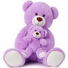 MorisMos Idee Cadeau Personnalisé de Noël, 100cm Ours en Peluche Rose Grand avec Nom, Kawaii Nounours Géant avec Bébé Mignonn