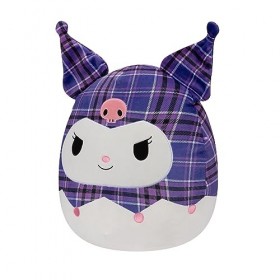 Squishmallows Peluche Kuromi à carreaux violets de Sanrio 35,6 cm – Grande peluche officielle de Jazwares Ultrasoft