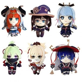 Gooyeh Lot de 6 figurines en peluche Nilu Kamisato Ayaka Mona Yoimiya Kuki Shinobu Kunikuzushi Décoration dintérieur Cadeau 