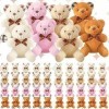 Junkin Lot de 48 mini ours en peluche de 10,2 cm - Mini ours en peluche - Pour bricolage, porte-clés, fête, décoration de mar