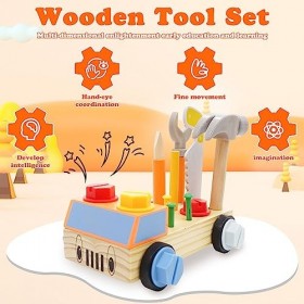 Forroby Jouet en Bois Outils|Boîte à Outils pour Enfants, Jouets de Construction Montessori, Jeux éducatifs, Jouets de Noël p