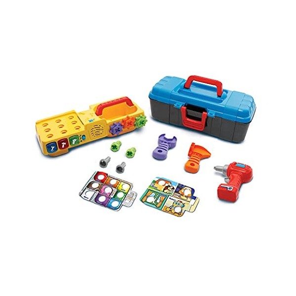 VTech - Ma Bricolo-Box Interactive, Caisse à Outils Enfant Éducative, Jouet Électronique Sons et Lumières, 10 Pièces et Acces