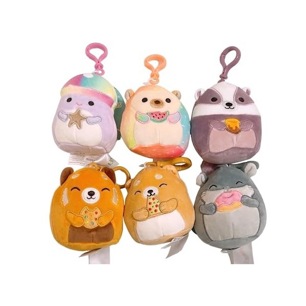 Squishmallows Kellytoy Lot de 6 mini poupées en peluche à clipser 8,9 cm