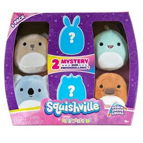 Squishville- Lot de 6 squishmallows 5,1 cm – Assortiment Down Under Squad, SQM0215, Multicolore