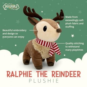 Plushible Renne en peluche – Personnages de cerf des vacances avec bois de cerf pour fille, garçon, bébé et tout-petit – Anim