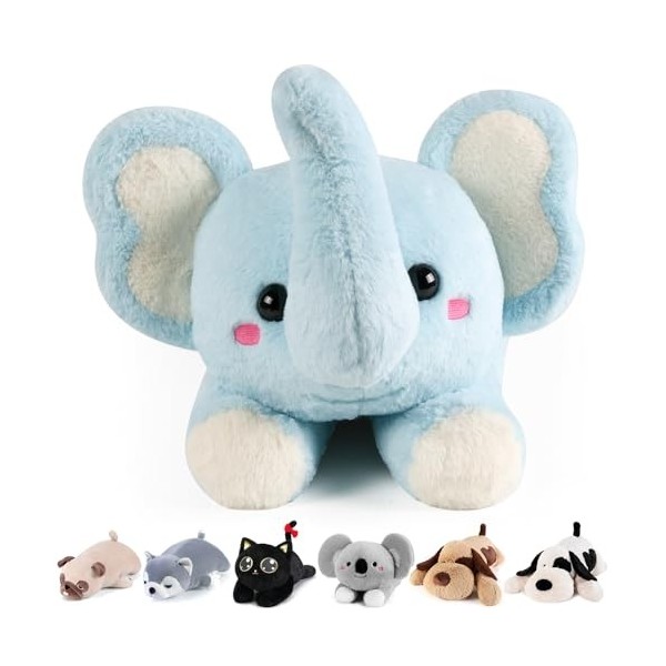 meowtastic Animaux en peluche lestés en forme déléphant – 61 cm – Peluche éléphant lestée – Joli grand éléphant en peluche –