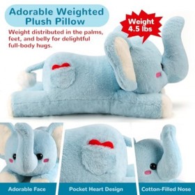 meowtastic Animaux en peluche lestés en forme déléphant – 61 cm – Peluche éléphant lestée – Joli grand éléphant en peluche –
